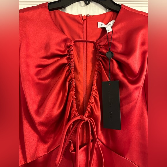 NWT Gianni Bini -  Raini Satin Tie Front Long Sleeve A-Line Dress - Picture 6 of 6